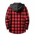 thumbnail image 5 of Ihhxva Women's Cotton Tops Hooded Plaid Shirt Button Front with Pockets Fit Flannel Hoodie Casual Long Sleeve Relaxed Oversized Style for Fall Winter S-2XL, 5 of 6