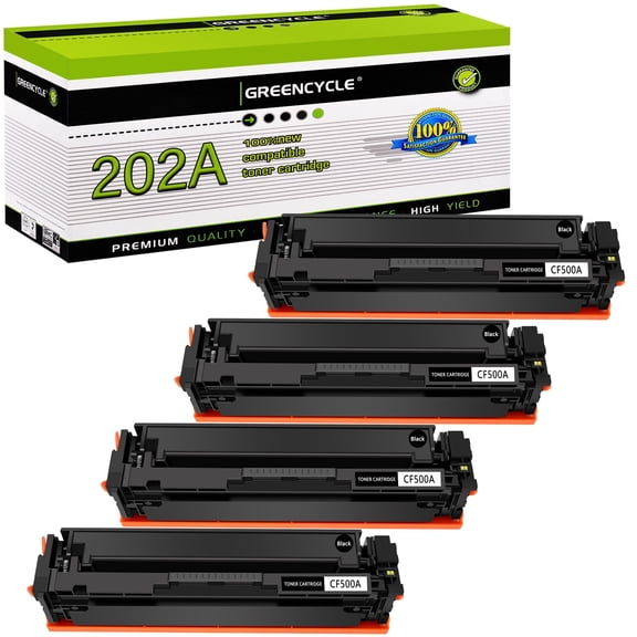 greencycle Compatible Toner Cartridge Replacement for HP 202A CF500A to use in Color Laserjet Pro MFP M281fdw M281cdw M254dw M281fdn Printer - 4 Pack CF500A, Black