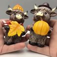 thumbnail image 6 of Zmeidao 2Pcs Fall Highland Cow Statue Fall Decor Thanksgiving Cute Highland Cow Figurines for Autumn Home Garden Kitchen Office Tiered Tray Table Decor, 6 of 9