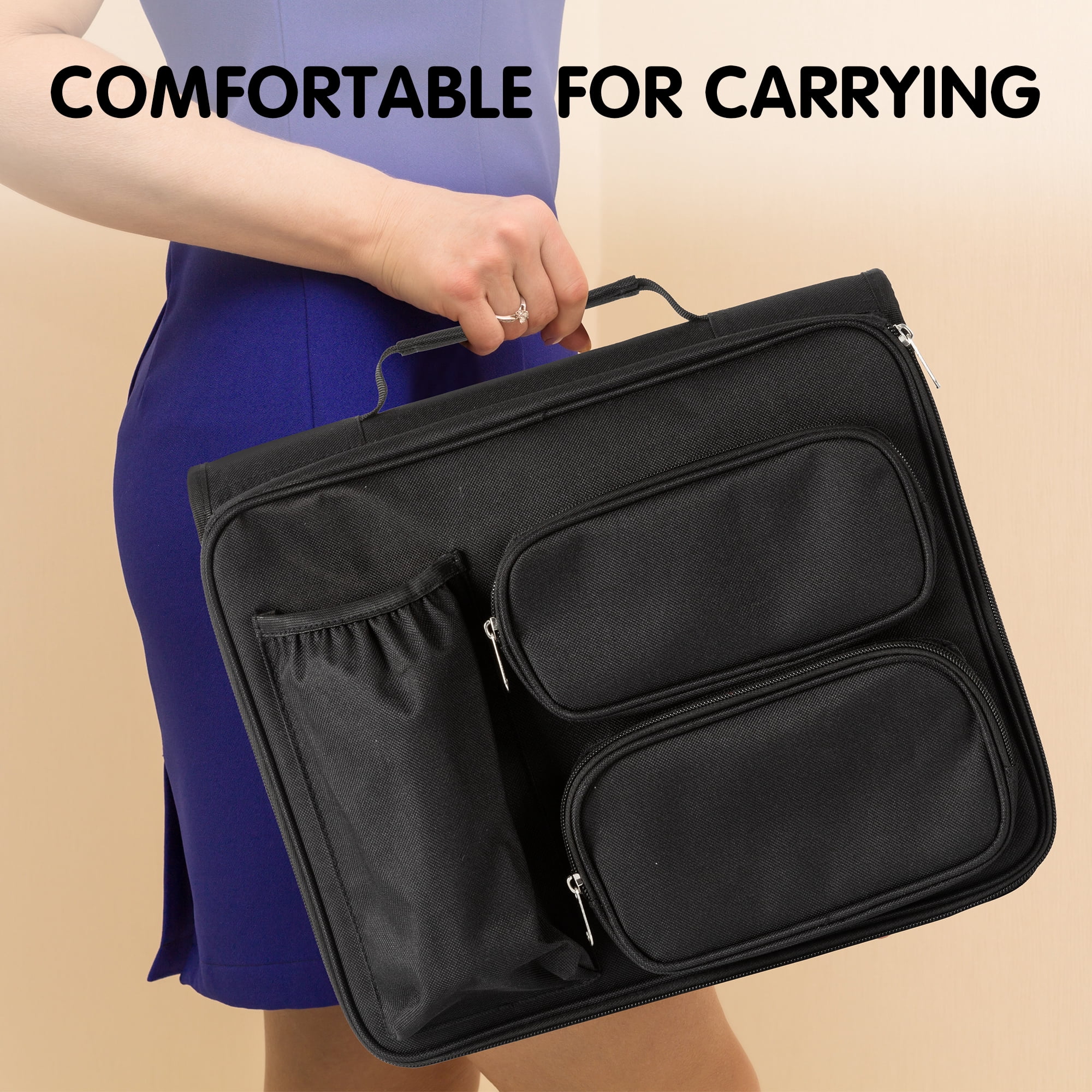 Deli Zipper Binder 2 inch 3 Ring 500 Sheet Capacity Multi-Pocket Binder with 6-Color Tabbes, Black