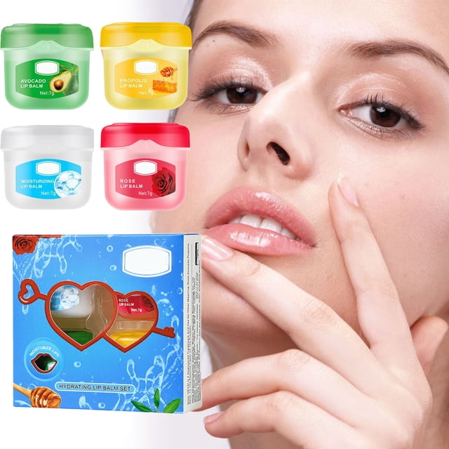 Salud y Belleza, Belleza y Maquillaje, Lápiz Labial/Brillo Labial, Lápiz Labial, Mascarilla Labial Set de 4 piezas Caja Regalo Set de Cuidado Labial Día y Noche Lápiz Labial, un lápiz labial
