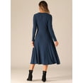 thumbnail image 3 of DARING DIVA Knit Ribbed Midi Deep V Wrap A-Line Dress XS Navy Blue, 3 of 6