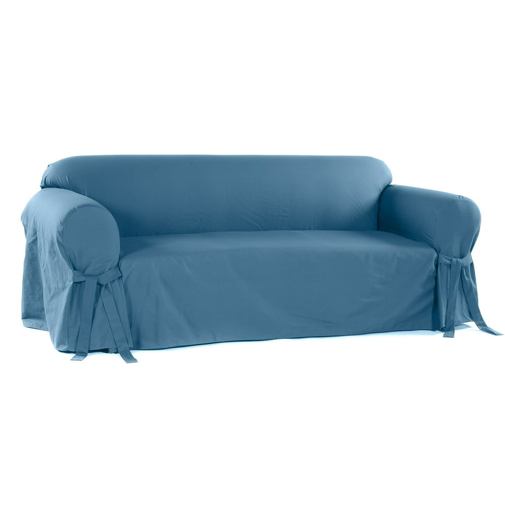 Classic Slip Covers 1Piece Cotton Sofa Slipcover With Bowties