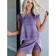 thumbnail image 2 of Womens Travel Outfits Summer Lounge Set Two Pieces Mineral Wash Cotton Tank Top Lined Split Athletic Skirt Set  XL, 2 of 5