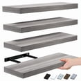 thumbnail image 4 of Modern Floating Shelves Set of 4 with Invisible Brackets, Wall Mounted Display Shelves for Bedroom Bathroom Kitchen Living Room, Decorative Storage Shelving for Home Wall Decor, 4 of 13