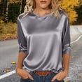 thumbnail image 2 of HNMKIU Casual T Shirt Soft Everyday Basic Tee Comfortable Breathable Top For Ladies Grey,XL, 2 of 8