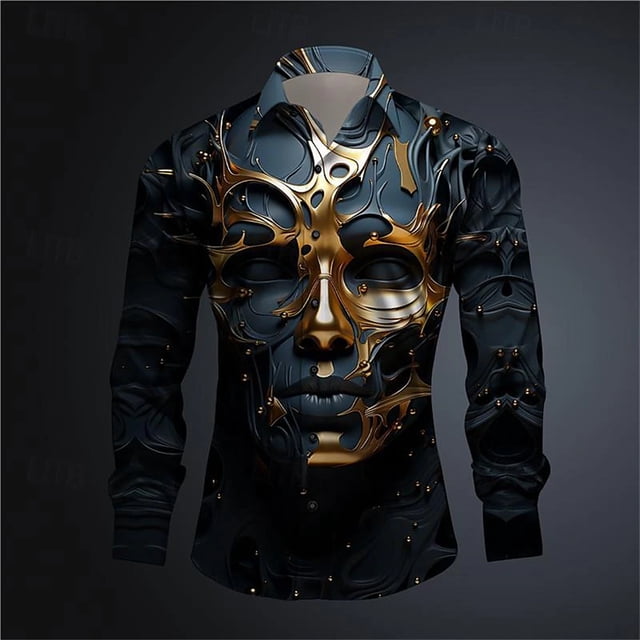 Camisa abstracta de manga larga para hombre, diseño colorido, informal, de moda, para fiestas, ropa cómoda, nueva 2024