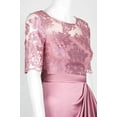 thumbnail image 2 of Adrianna Papell Scoop Neck Short Sleeve Illusion Ruched Waist Flutter Side Zipper Back Embroidered Mesh & Satin Dress-ROSE / 18, 2 of 8