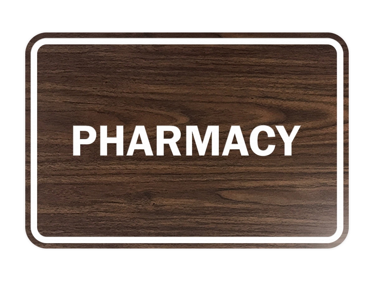 Classic Framed Pharmacy Sign (Walnut) Large