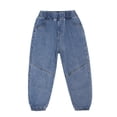 thumbnail image 4 of Boys' Denim Jogger Jeans, Solid Color Elastic Waist Cuffed Design, Functional Side Pockets, Loose Fit Daily Wear, Kids 2‑13 Years, Boys' Jeans Blue 12-13 Years, 4 of 6