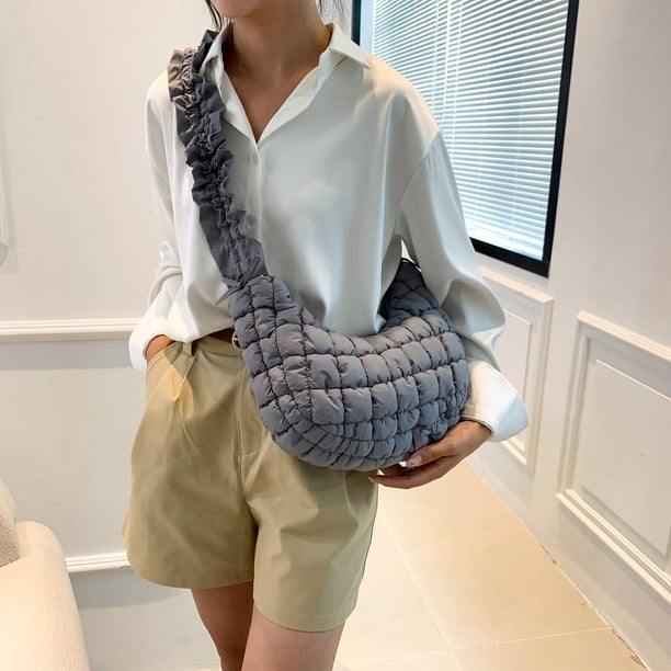 Bolso tote de nube para mujer Bolsos para axilas de moda de verano Bolso de hombro sólido (Gris)