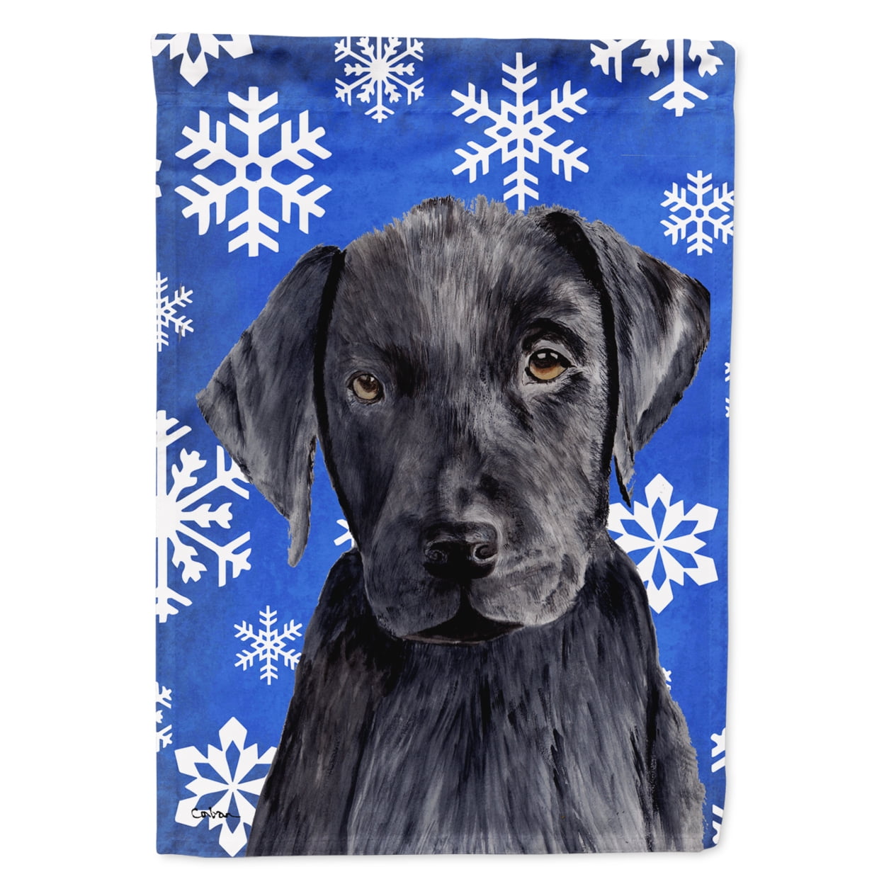 Carolines Treasures SC9364-FLAG-PARENT Labrador Winter Snowflakes Holiday Flag multicolor