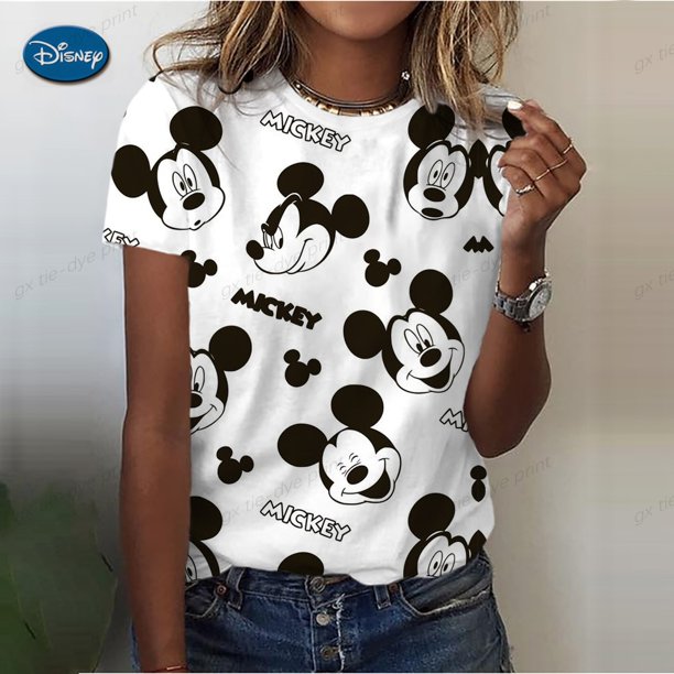 Disney Minnie Print Anime Summer Top Tshirt Femen Print White T Shirt Anime Mickey Mouse T Shirt Top Tees Graphic Aesthetickids-130 Gao Jinjia LED