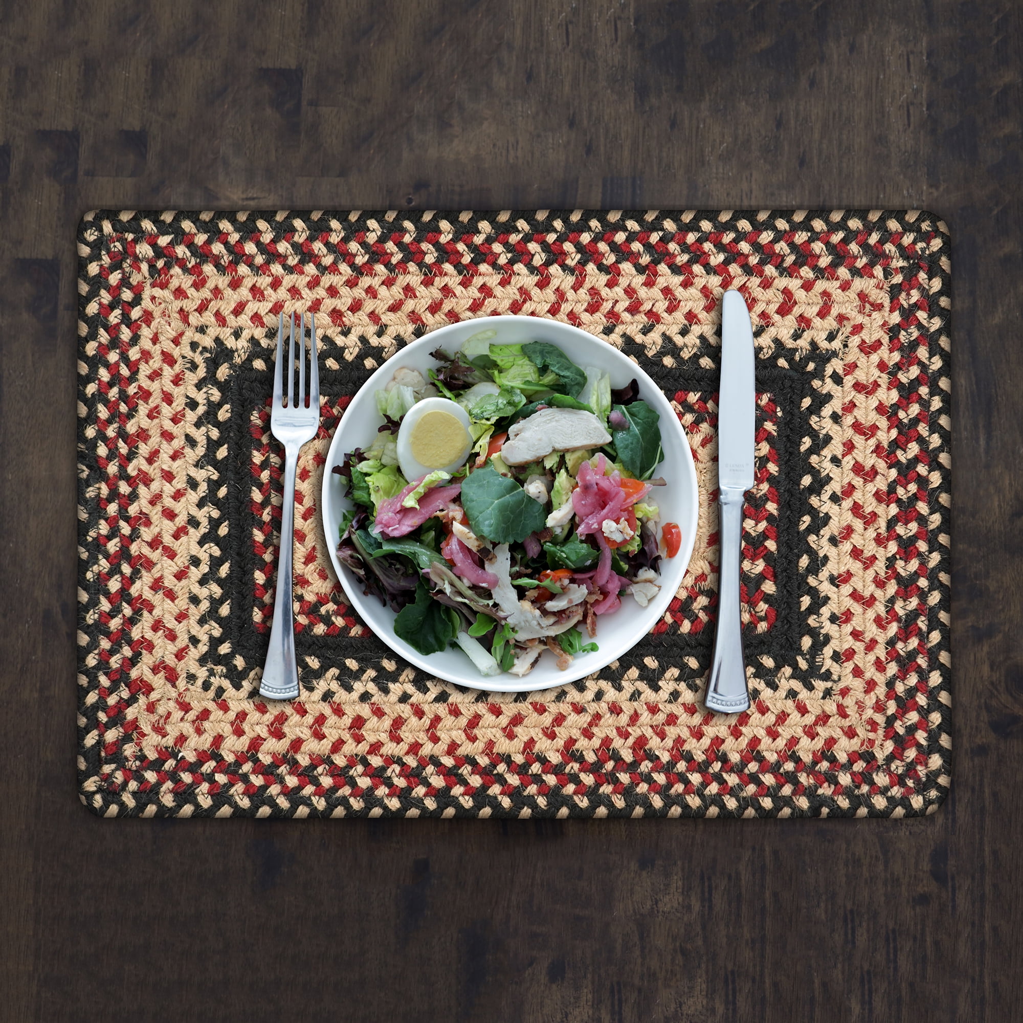 Homespice Gloucester Jute Braided Vintage Placemat 13" x 19" Rect