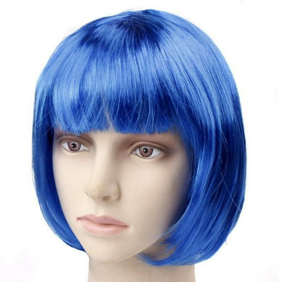 UTOURS Women Short BOB Hair Wig Straight Bangs Cosplay Party Stage Show 13 Colors Party Supplies Royal blue