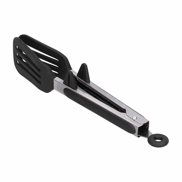 Food Clamp, Steak Tongs Safe Rugged Stainless Steel+Silicone Compact For Turning And Carrying Food For Home Kitchen For Resturant For Baking Tool 9in Black Bracket