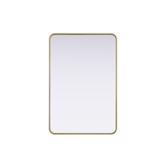 Elegant Decor Contour Metal Rectangle Mirror 27x40 in Brass