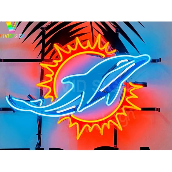 Queen Sense 20"x16" For Miamis Sports Team Dolphins Neon Sign HD Vivid Printing Handmade Artwork Neon Light 120MDLV2VVD