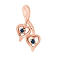 thumbnail image 2 of AoneJewelry Blue Diamond 1.00 Carat Double Heart Pendant In 10K Solid Rose White & Yellow Gold, 2 of 5
