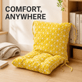 thumbnail image 5 of High-Back Chair Cushion, 16 x 16in One-Piece Seat and Back Pad for Indoor or Outdoor Use, Rain-Resistant Rocking Chair Replacement for Porch, Patio and Home Office, Yellow, 5 of 6
