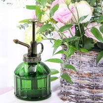 6.3 Inch Vintage Plant Mister Bottle , Glass Water Sprayer with Ergonomic Bronze Pump for Houseplants & Garden Care (Dark Green)