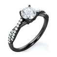 thumbnail image 3 of JeenMata Twisted Infinty Shank - 1 TCW Round Cut Moissanite - Engagement Ring with Pave Accents - 18K Black Gold Plating over Silver, 3 of 7