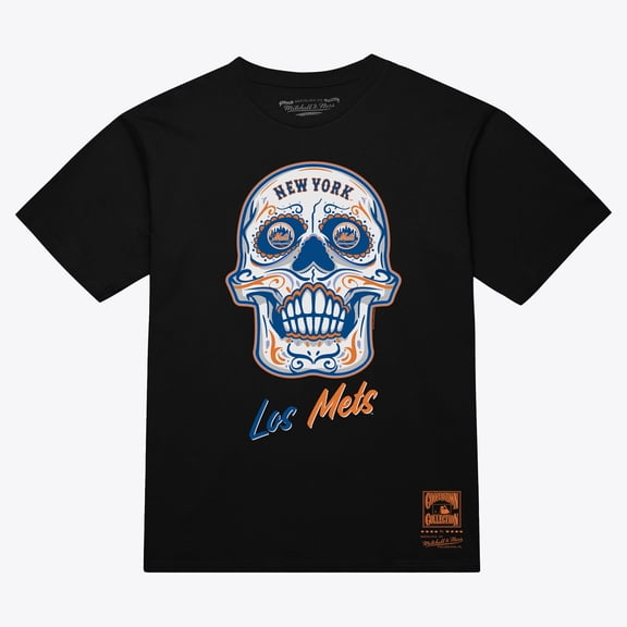 Women's Mitchell & Ness Black New York Mets Sugar Skull Boxy T-Shirt