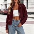 thumbnail image 5 of Enjoytime Fall Jackets for Women Stand Collar Button Zip Up Jacket Winter Casual Long Sleeve Cropped Coat with Pockets, 5 of 8