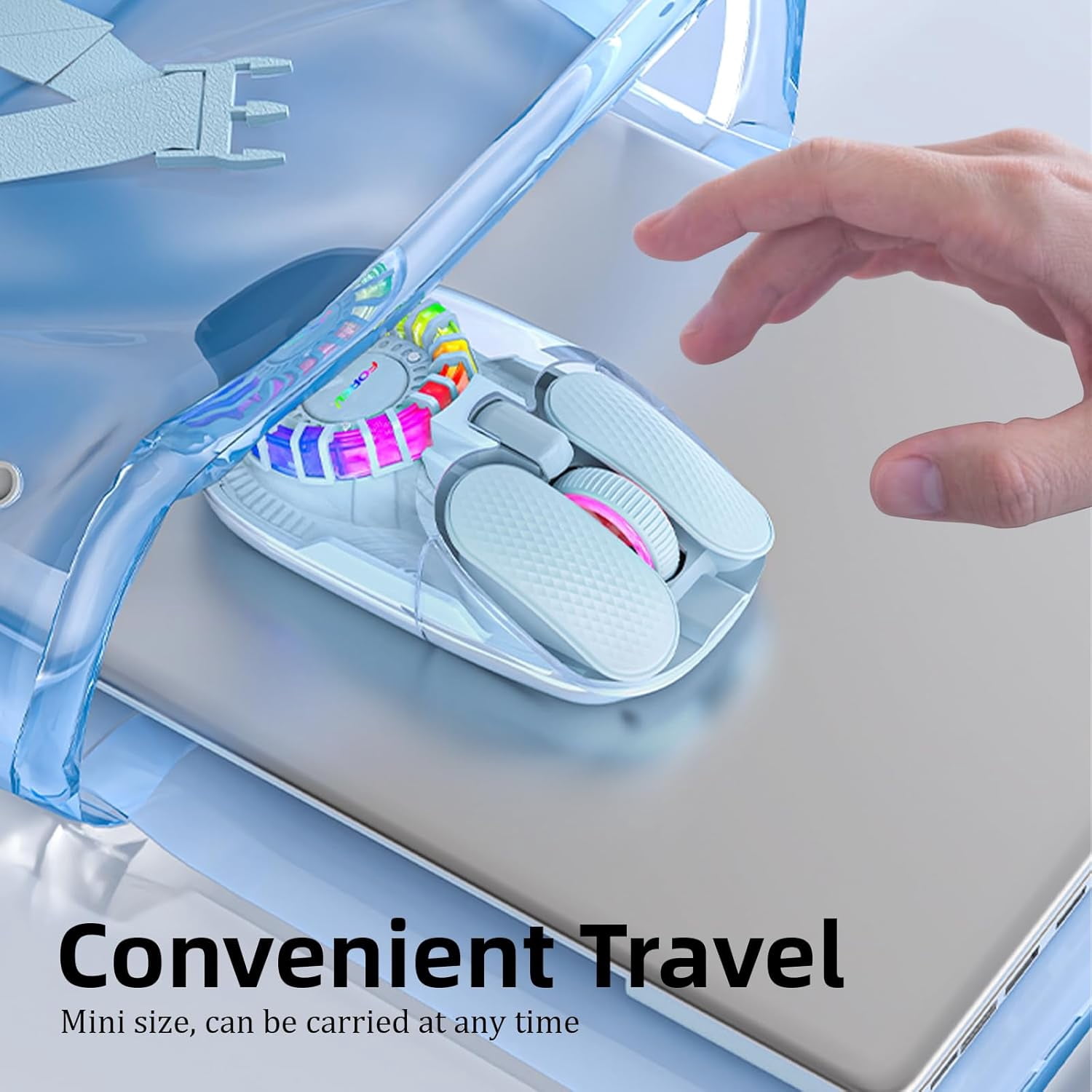Wireless Bluetooth Mouse, Transparent BT 5.1+2.4G Dual-Mode Mouse with Magnetic Top Cover, RGB Backlit Rechargeable Computer Mouse for Laptop PC MacBook iPad
