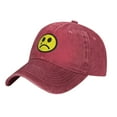 thumbnail image 3 of DouZhe Adjustable Washed Cotton Baseball Cap - Sad Face Prints Vintage Dad Hat Unisex Sports Caps (Red), 3 of 6