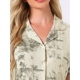 thumbnail image 5 of DARING DIVA Tencel Floral Short Sleeve Notched Collar Pants Set S Beige, 5 of 7