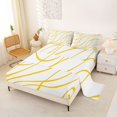 thumbnail image 2 of Homewish Minimalism Stripes Queen Sheets,Contemporary Abstract Queen Sheet Sets,White Golden,4-Piece,1 Flat Sheet, 1 Fitted Sheet and 2 Pillowcases, 2 of 6