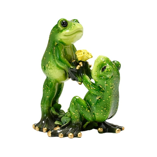 Creative Resin Frog Figurine Decor Couple Frog Statue Animal Collectible Figurines Mascot