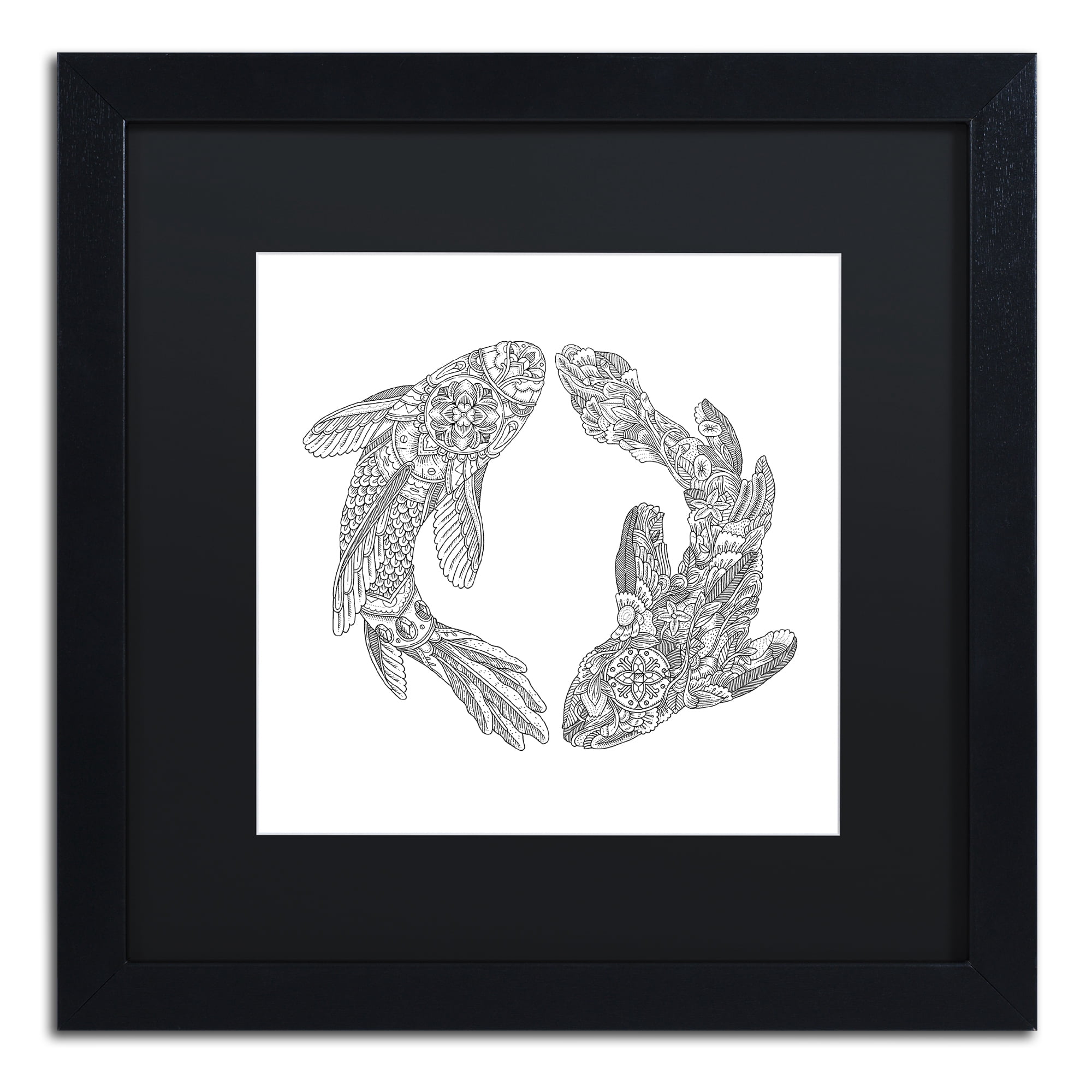 Filippo Cardu 'Koi Fishes' Matted Framed Art
