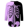 thumbnail image 5 of WEAIXIMIUNG T-Shirt Assorti pour Femmes, Imprimé Squelette, Col en V, Manches 3/4, 5 of 5