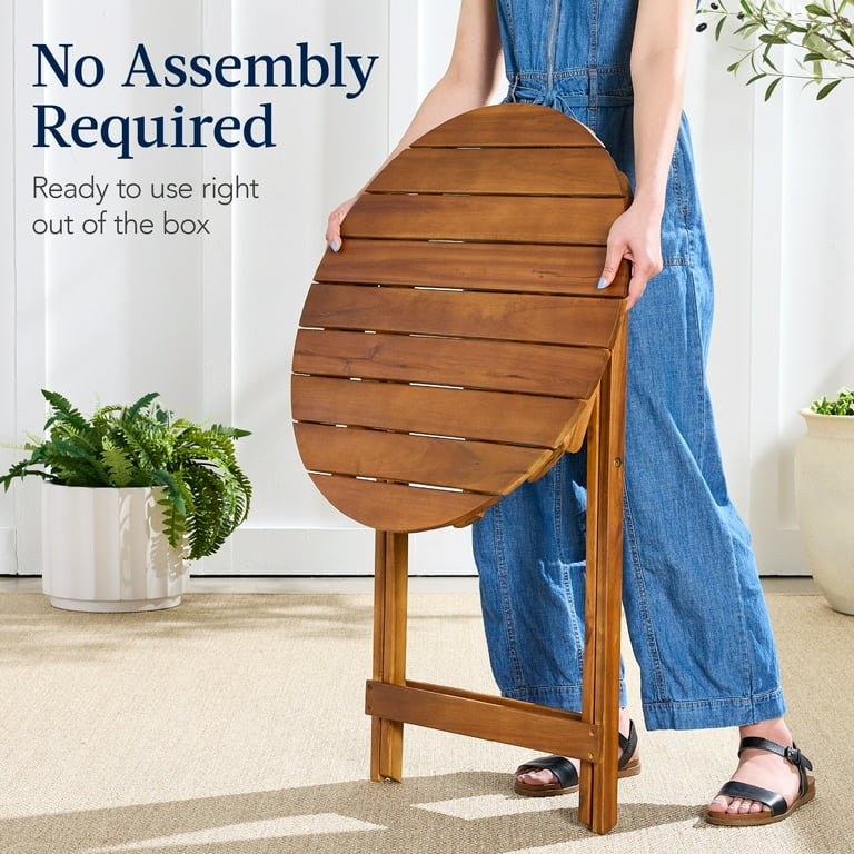 Best Choice 3-Piece Acacia Wood Bistro Set, Foldable Patio