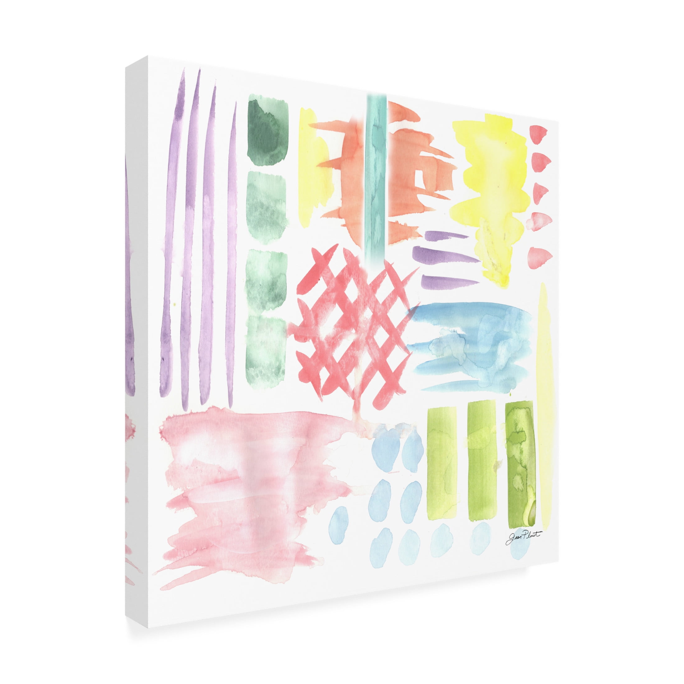 Canvas Wall Art - Jean Plout 'Retro Watercolor Pattern B' Wall Art for Living Room, Bedroom, or Office Décor by Trademark Fine Art - 24 x 24 Inches
