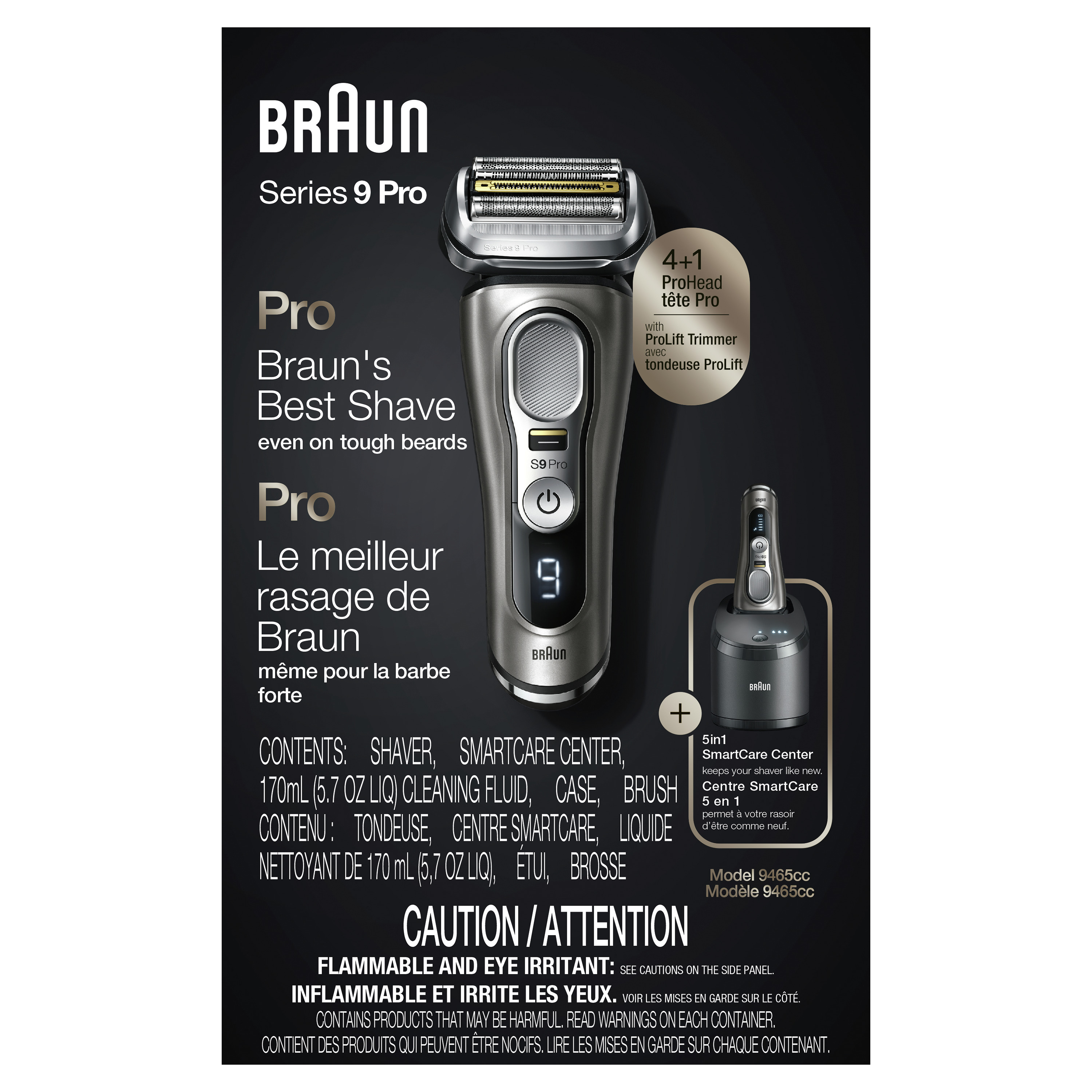 Braun Series 9 Pro 9465cc Rechargeable Wet Dry Men's Electric Shaver ...