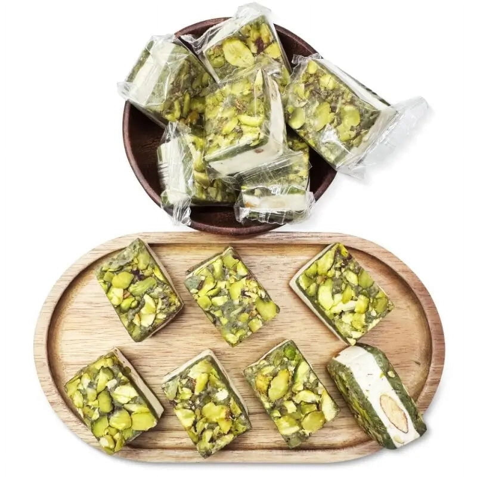 NY SPICE SHOP Square Pistachios Nougat - 3 Pound - Nougat Pistachio Bar - Traditional Pistachio Nougat Treat - Mediterranean Nougat with Pistachios - Nutty Nougat Delight
