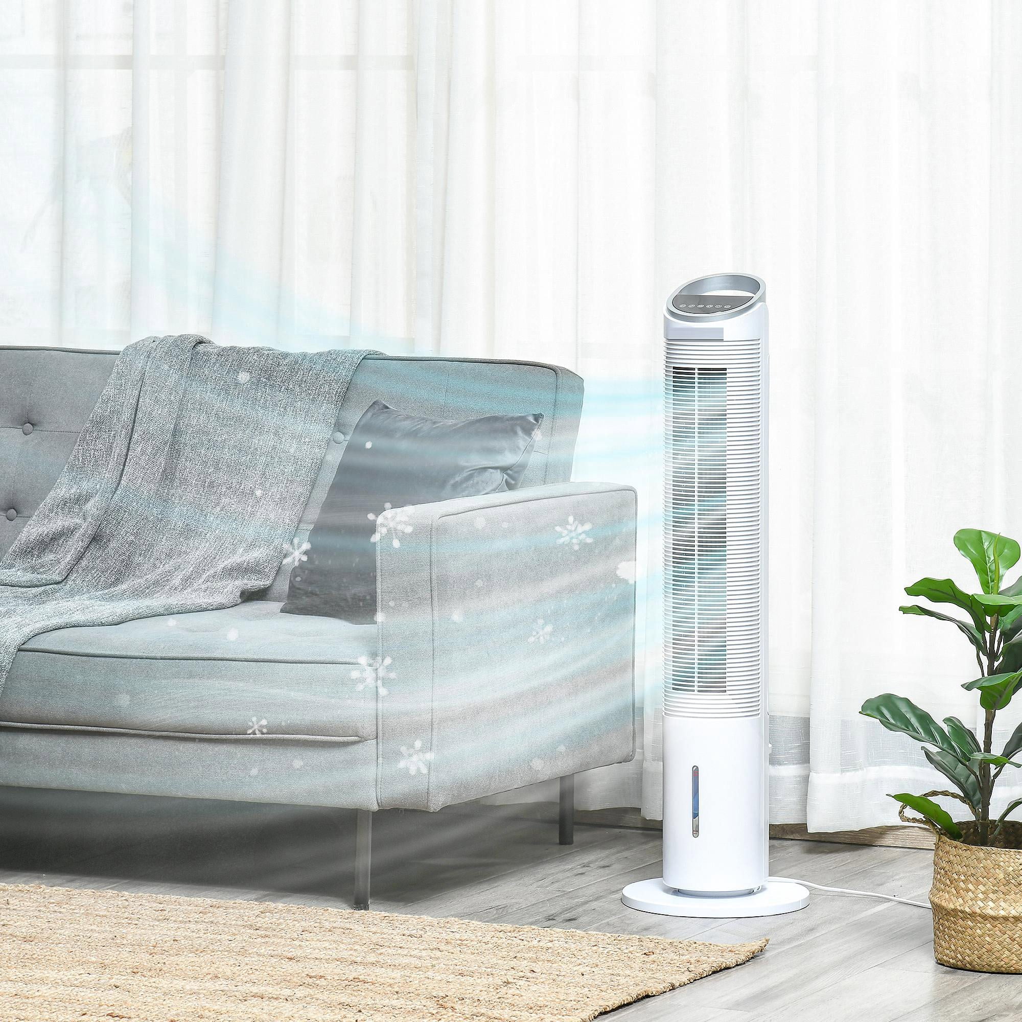 Resenkos 40" Portable Oscillating Air Cooler Fan for Home Office, 3-In-1 Standing Ice Floor Fan with Humidifier, White