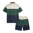 thumbnail image 6 of Hearthz Men's Summer 2 Piece Outfits Striped Print Short Sleeve Button Down Shirt and Beach Shorts Set Summer Tracksuits Set with Pockets, 6 of 6