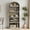 Grey, variant on M optimized Bookcase 5 Shelf Arched Bookshelf 29.9"x11.9"x71.7" Tall Bookcase Farmhouse Display Storage Rack Wooden Bookshelves for Home Office, Living Room