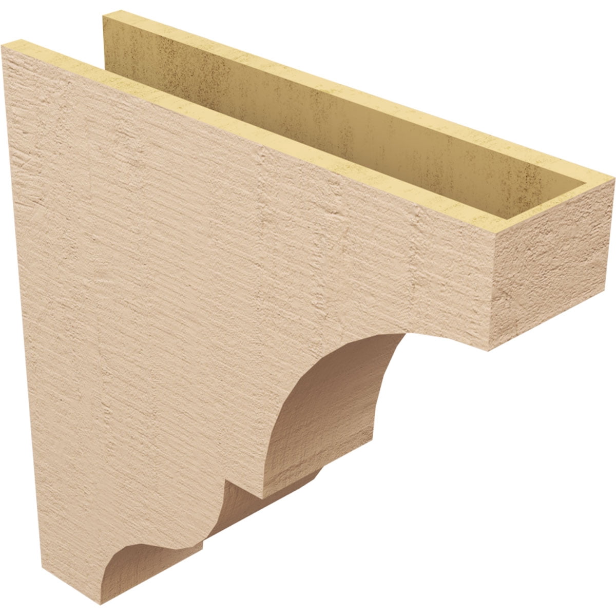 6"W x 24"D x 24"H Thin Asheboro Rough Cedar Woodgrain TimberThane Corbel, Primed Tan