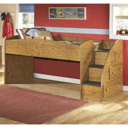 Ashley Stages 3 Drawer Wood Twin Right Loft Bed In Brown Ashley Stages 3 Drawer Wood Twin Right Loft Bed In Brown