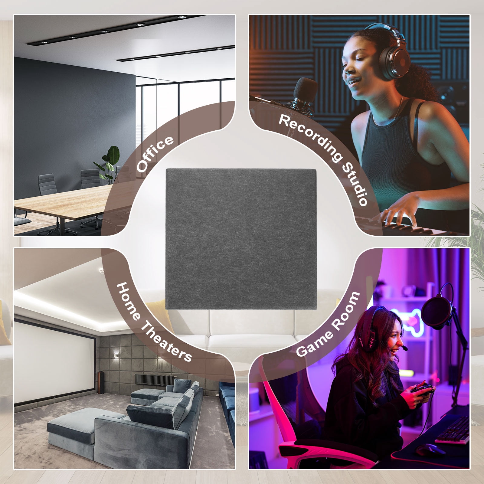 Uxcell 18pcs Acoustic Panels 11.8" x 11.8" x 0.3" Square Self Adhesive Sound Proof Wall Panels High Density Sound Deadening Foam Panel for Home Office Recording Room Studio, Cement Gray