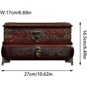 Jewelry Box Organizer Chinese Retro Jewelry Box with Lock Storage Box Necklace Ring Jewelry Box Storage Box Jewelry Organizer Small (A) New