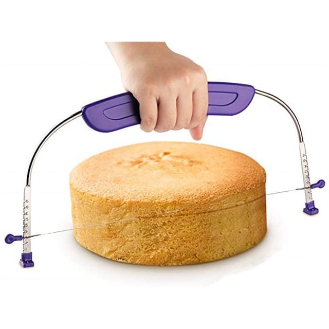 Cortador de pastel ajustable, cortador de pastel de corte de alambre, rebanador para el hogar, azul
