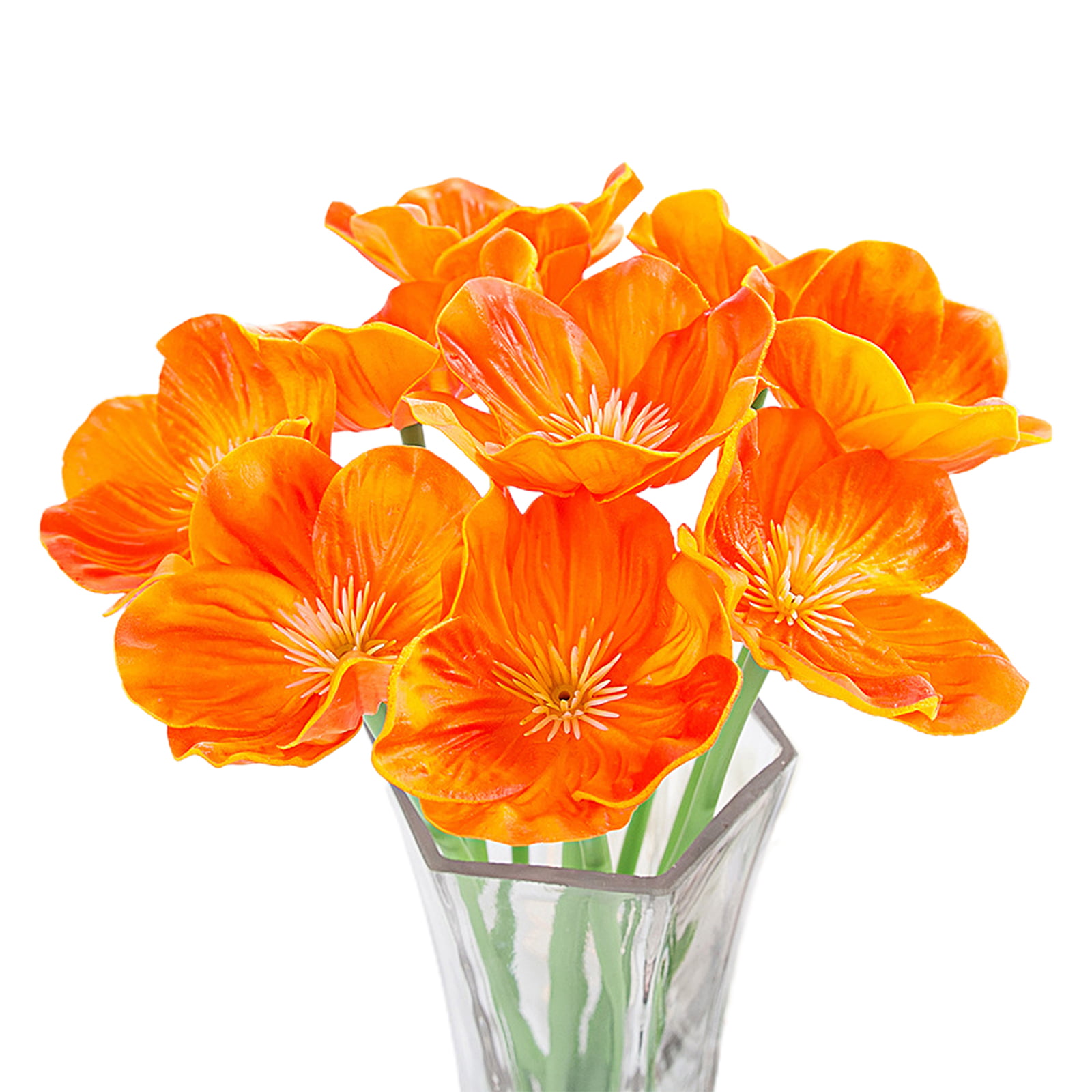 Artificial Poppies in Vase Orange Decorative Silks Poppy Flowers Mothers Day 