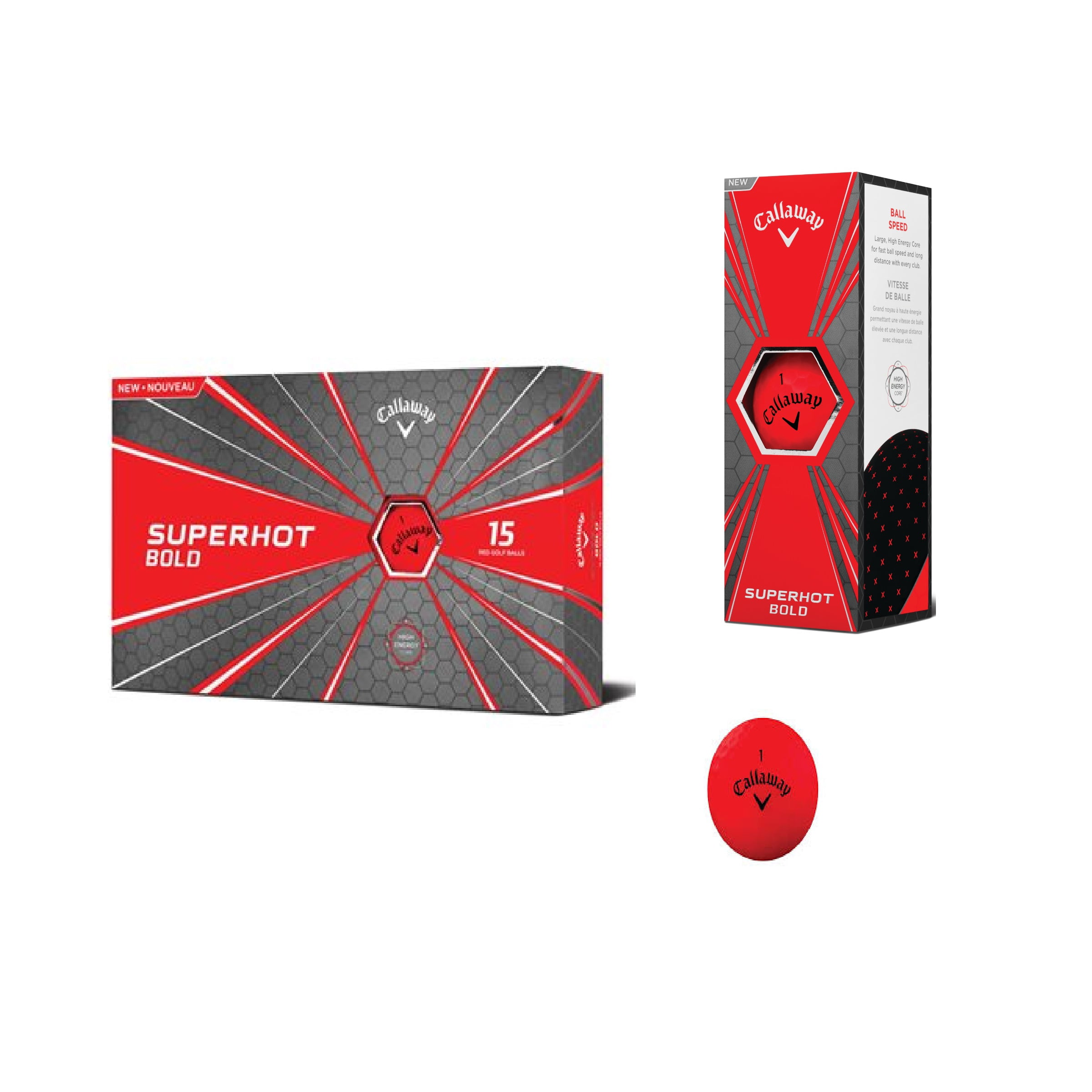 Callaway Superhot Golf Balls, Matte Red, 15 Pack