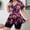 Hot Pink, variant on Tankini Swimsuits for Women, Plus Size Fashion Print V Neck Drawstring Pleats Short Sleeve Two Piece Swimwear Set with Shorts, Beach Vacation Loose Casual Comfy Bathing Suits for Summer